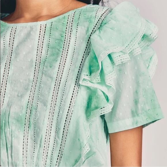 LoveShackFancy Natasha Dress in Jade Mist Hand Dye Size M - Picture 9 of 14